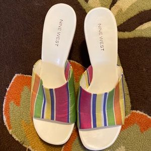 Nine West slip on cork wedge heels